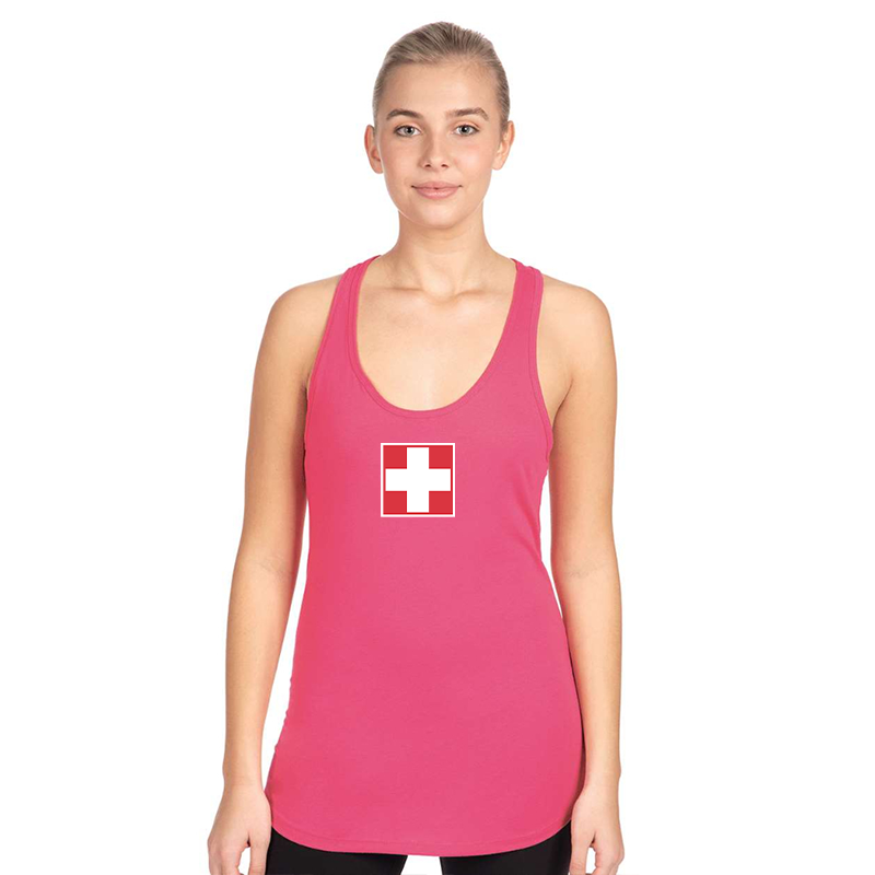 Women's Switzerland National Football Soccer Team  Next Level Ideal Racerback Tank